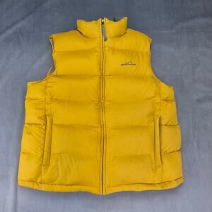 Eddie Bauer Goose Down Puffer Quilted Vest Outdoors Men's Mustard Yellow XL